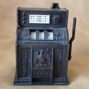 Golden Eagle Slot Machine Pencil Sharpener Vintage Patina Working Condition